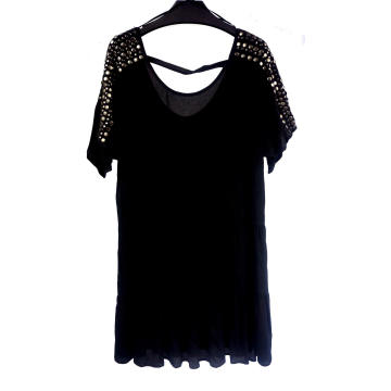 Vestido negro sexy con cuello en v para mujer